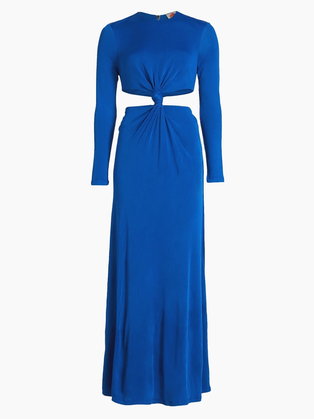 Farm Rio Knotted Cut-Out Maxi Dress Size S Cobalt Blue Long-Sleeves Summer Event
